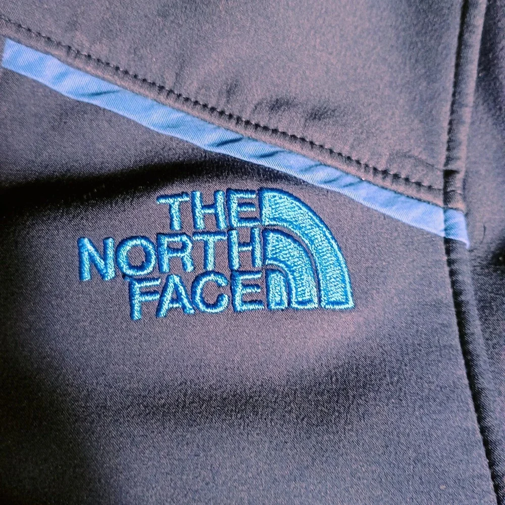 The North Face Men's Small Blue Hooded Softshell Jacket Fleece Lined...